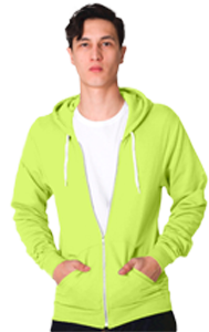 Neon Green Yellow Zip Hoodie F497